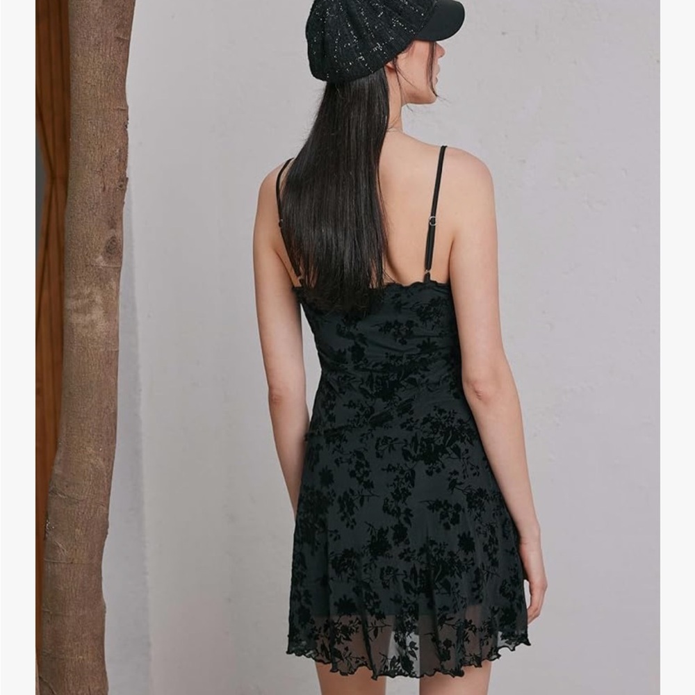 Verdusa Black Mesh Lace Overlay Dress spaghetti Straps Sz XL NWT - Picture 3 of 10
